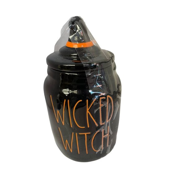 RAE Dunn Wicked Witch Hat Lid Black Halloween Artisan Collection Cannister 8” - Picture 2 of 5